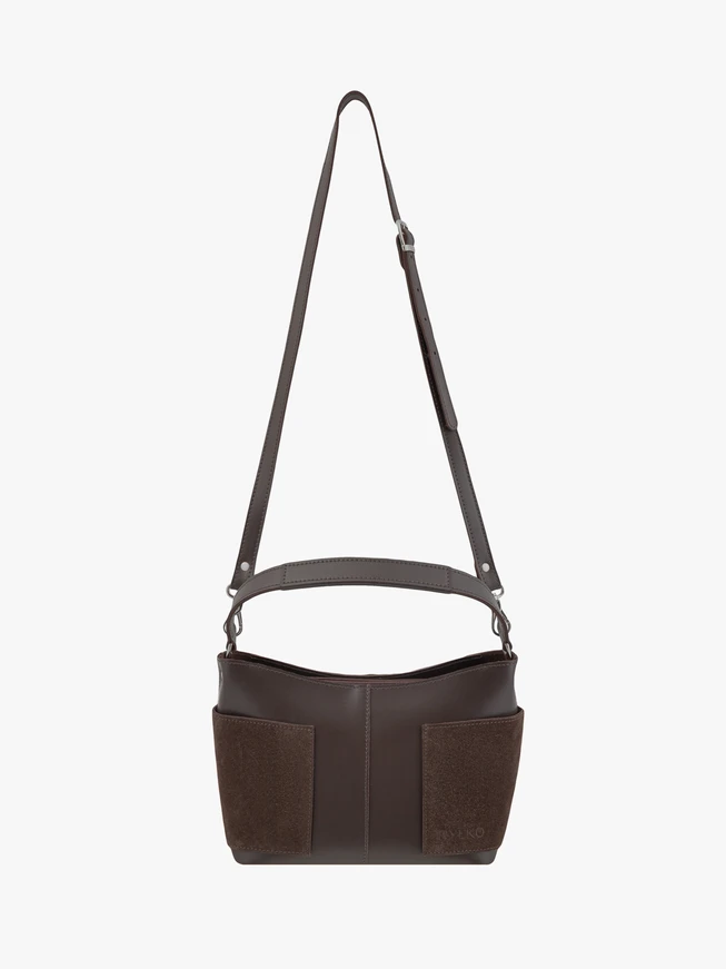 Mittlere Handtasche aus Leder in Schokolade