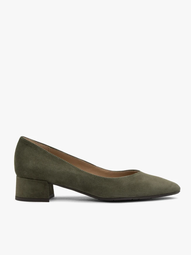 Dunkelgrüne Damen-Pumps mit Blockabsatz