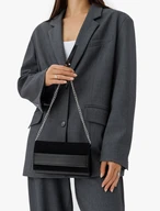 Schwarze Leder-Ketten-Clutch-Tasche