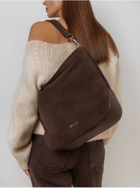 Dunkelbraune, geräumige Lederhandtasche