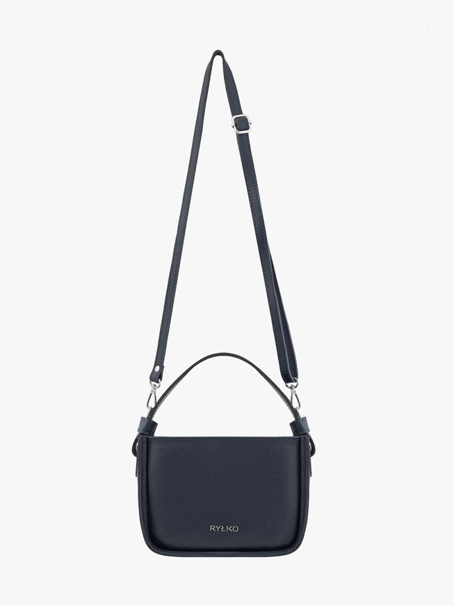 Kleine navyblaue Handtasche mit Riemen und Henkel