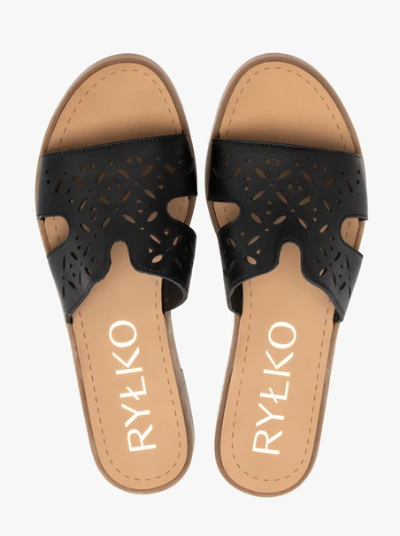 Schwarze Damen-Flip-Flops mit Ausschnitt