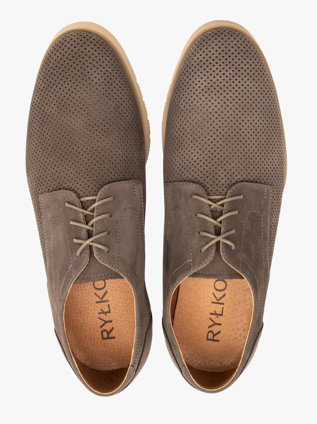 Graubraune Herren-Halbschuhe aus Nubuk
