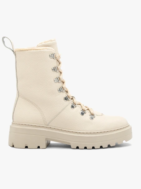 Beige leather women’s snow boots