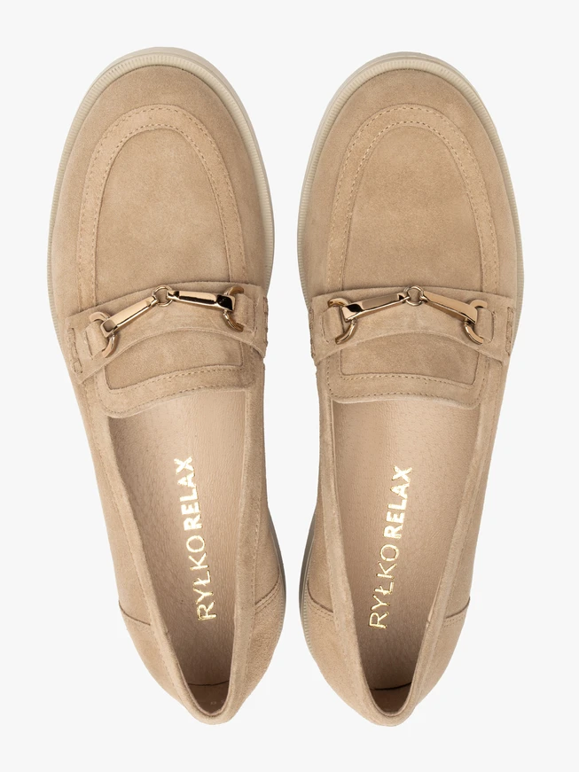 Sand suede loafers