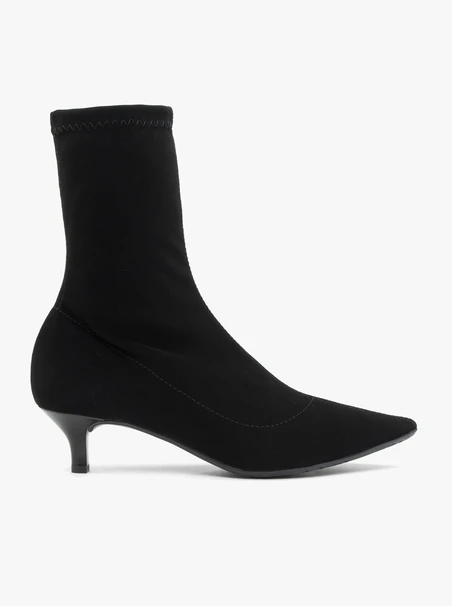 Black sock boots with kitten heel
