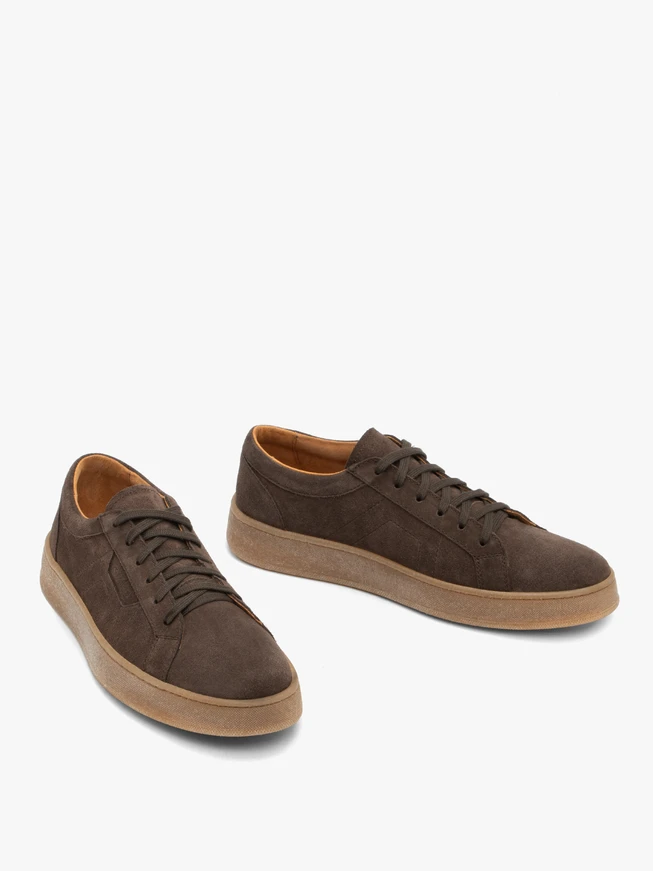 Graue Velourshalbschuhe