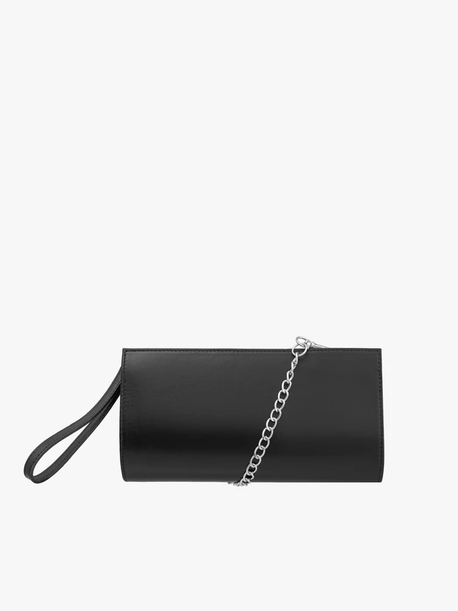 Schwarze Clutch Bag mit Kette