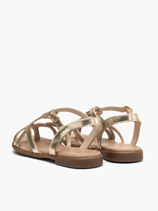Flache Damen-Sandalen aus Platin