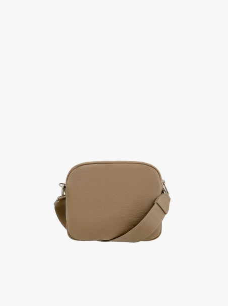 Small beige patent handbag