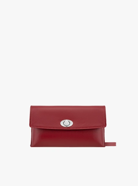 Burgundy leather clutch bag