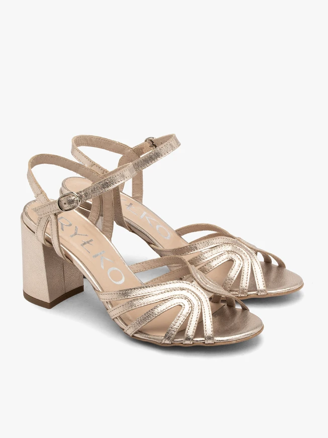 Stiletto-Sandalen aus Platin für Frauen