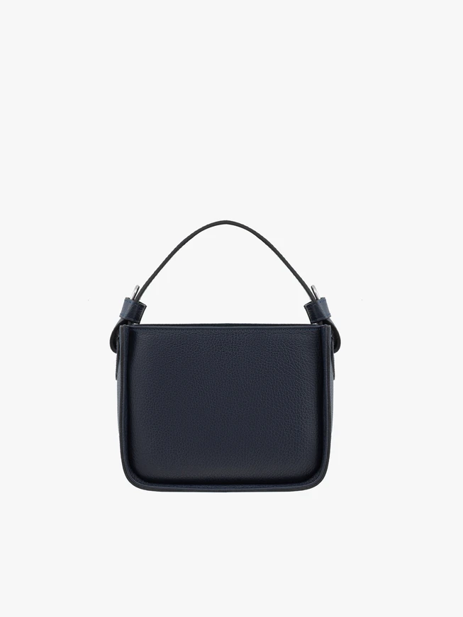 Kleine navyblaue Handtasche mit Riemen und Henkel