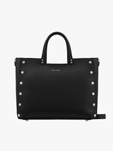 Schwarze große Handtasche mit Nieten