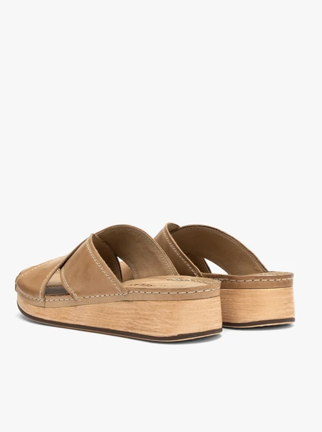 Beige Damen-Flip-Flops mit Plateau