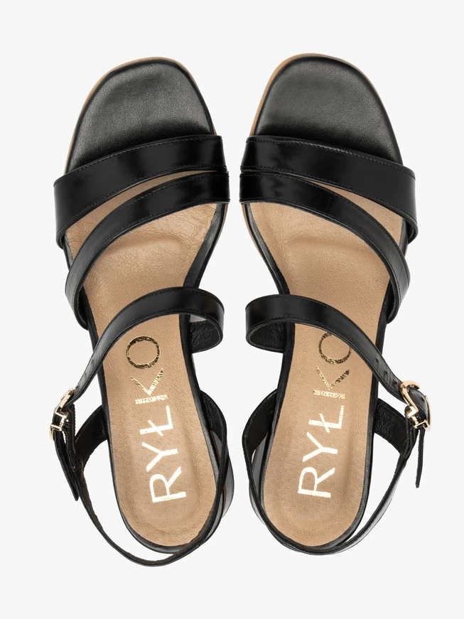 Schwarze niedrige Stiletto-Sandalen