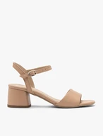 Beige chunky block-heel sandals