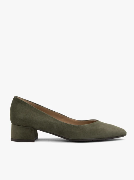 Dunkelgrüne Damen-Pumps mit Blockabsatz