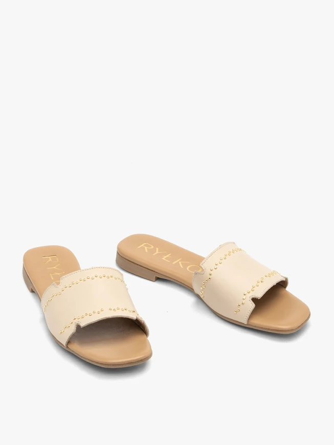 Cremefarbene Damen-Flip-Flops aus Leder