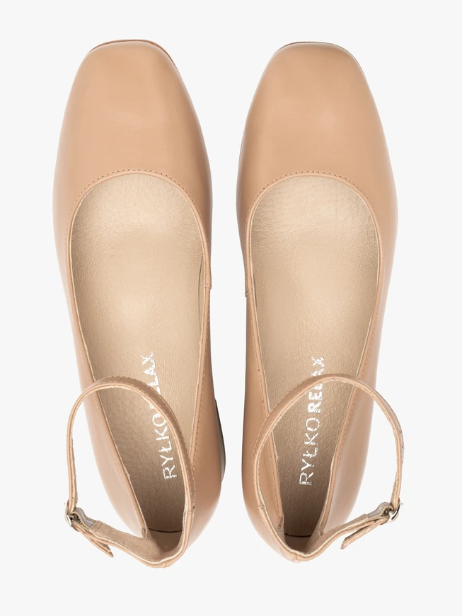 Beige ankle-strap pumps