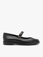 Schwarze Ballerinas mit Riemen und Schnalle