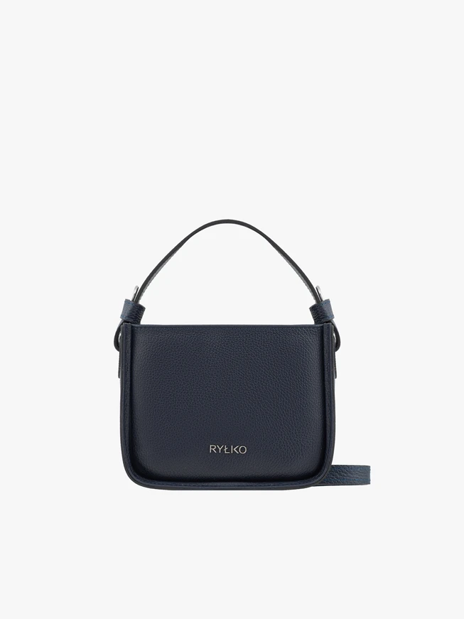 Kleine navyblaue Handtasche mit Riemen und Henkel