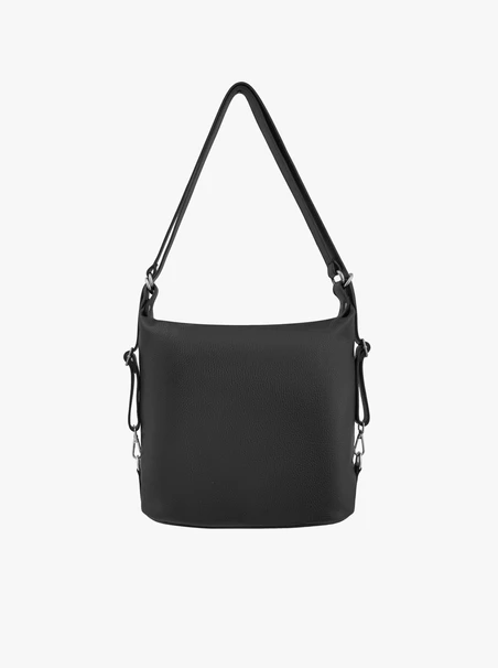 Schwarzer Leder Rucksack Handtasche