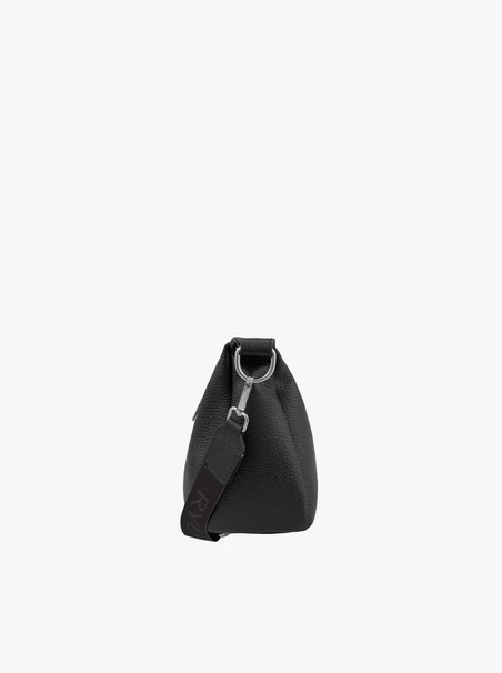 Black leather &amp; fabric crossbody