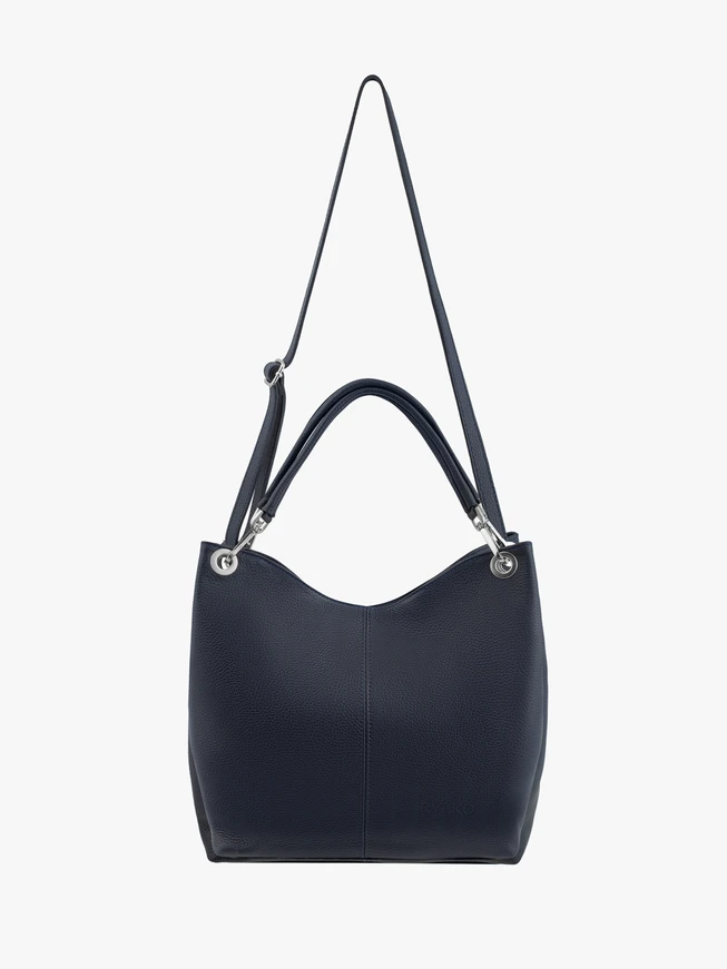 Marineblaue Shopper-Tasche aus weichem Leder