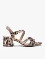 Damen Sandalen mit Schlangenhautmuster und Absatz