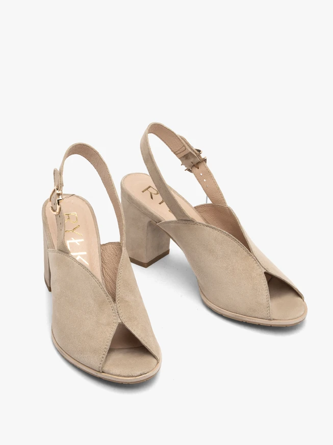Beige Damen-Sandalen mit Absatz