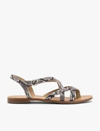 Flache Damensandalen mit Schlangenhautmuster
