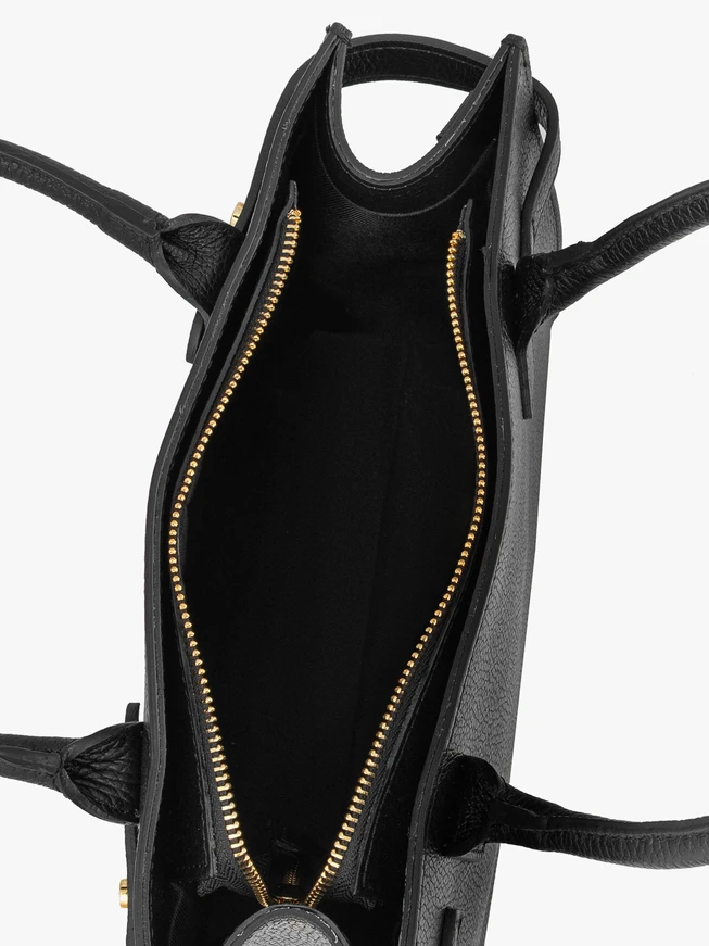 Große Handtasche aus schwarzem Vollnarbenleder