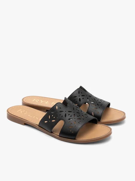 Schwarze Damen-Flip-Flops mit Ausschnitt