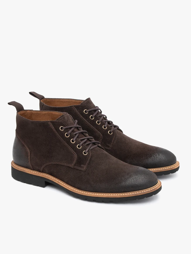 Dunkelbraune Velourslederstiefel