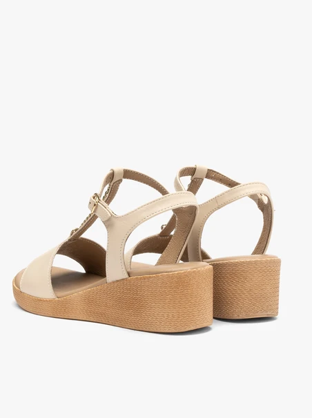 Cremefarbene Damen-Kettensandalen