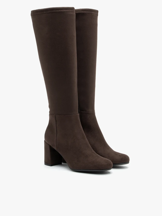 Braune Stiletto-Stiefel mit Gummisohle