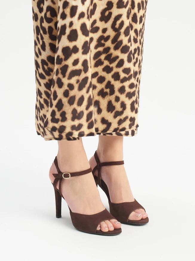 Dark brown stiletto sandals