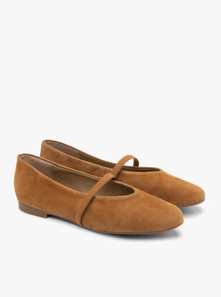 Rote Veloursballerinas mit Gummiband