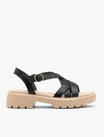 Schwarze Damen Plateausandalen