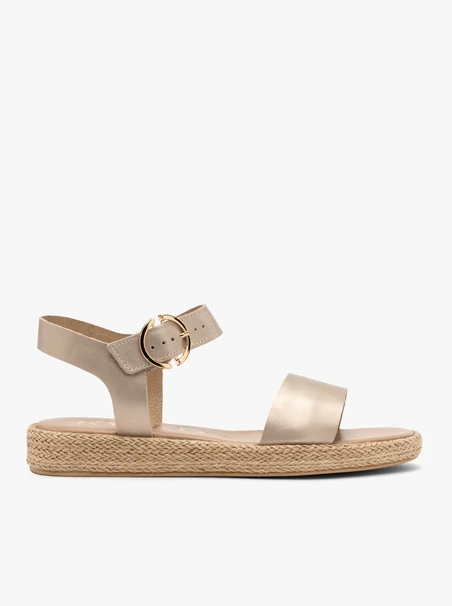 Flache Damen-Sandalen aus Platin