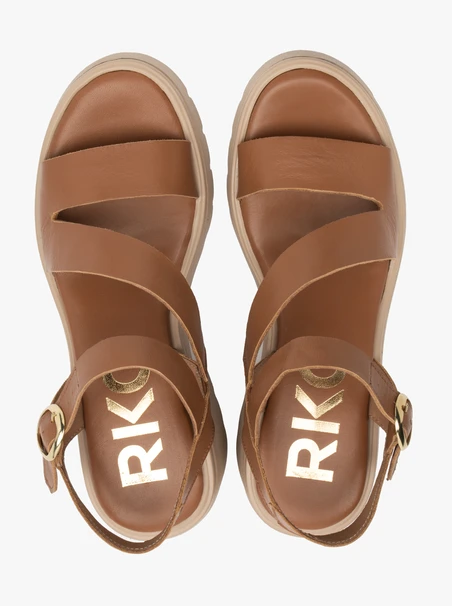 Hellbraune Damen Plateausandalen