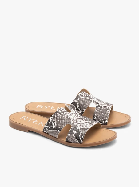 Damen-Flip-Flops mit Schlangenhautmuster und Cut-Outs
