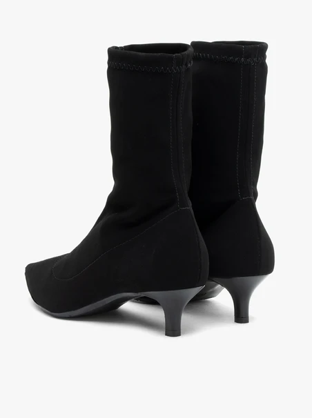 Black sock boots with kitten heel
