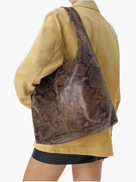 Lizard-textured shopper bag