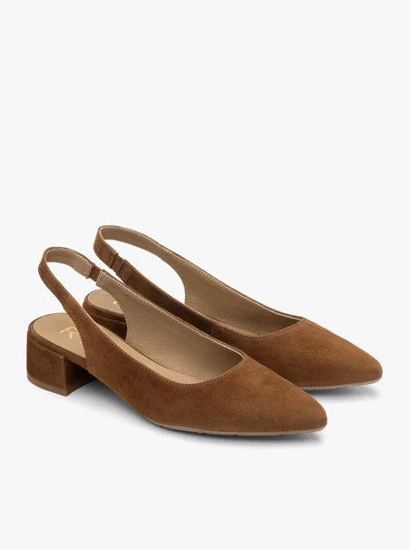 Braune Slingback-Pumps ohne Absatz