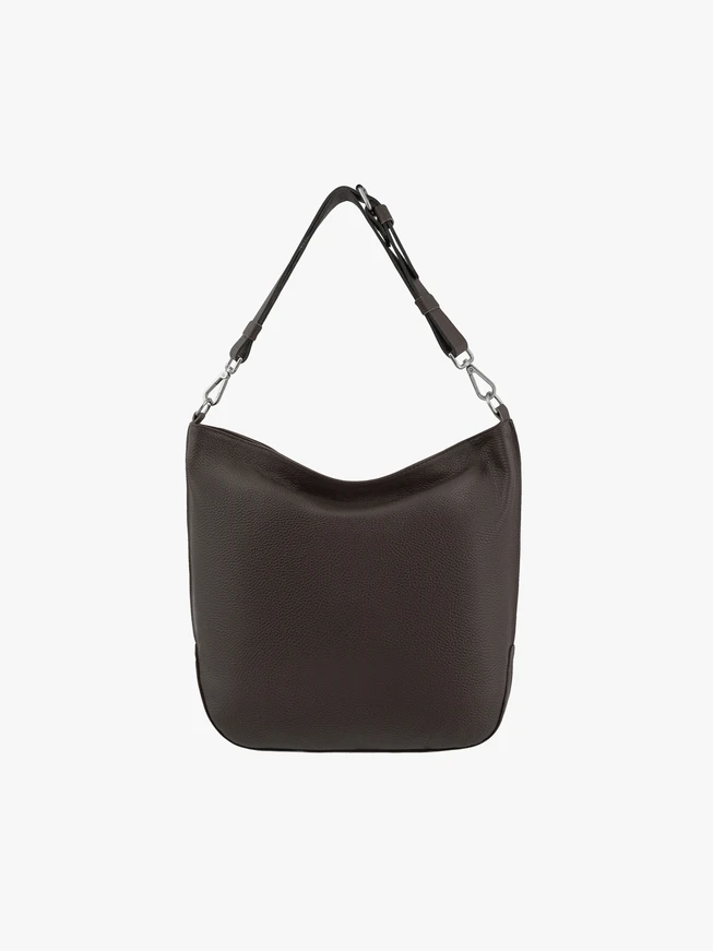 Dunkelbraune, geräumige Lederhandtasche