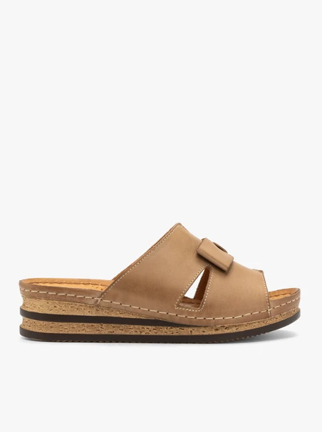 Beige Damen-Flip-Flops mit Plateau