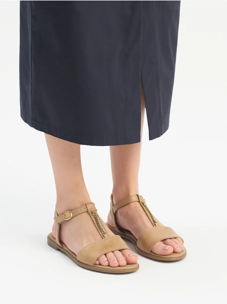 Beige flat women’s sandals