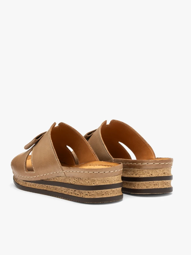 Beige Damen-Flip-Flops mit Plateau
